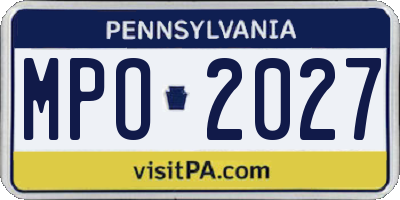 PA license plate MPO2027