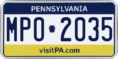 PA license plate MPO2035