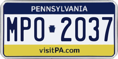 PA license plate MPO2037