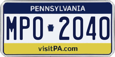 PA license plate MPO2040