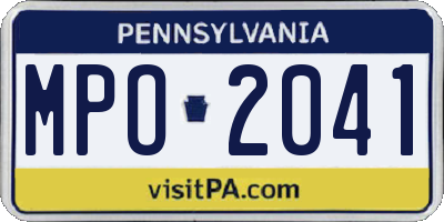 PA license plate MPO2041