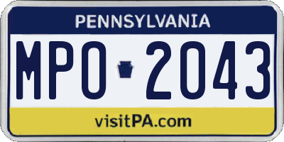 PA license plate MPO2043