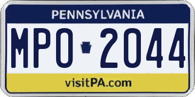 PA license plate MPO2044