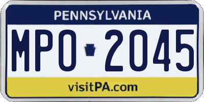 PA license plate MPO2045