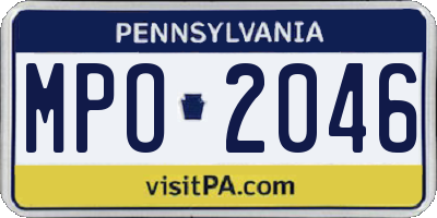 PA license plate MPO2046