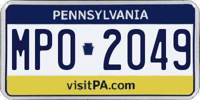 PA license plate MPO2049