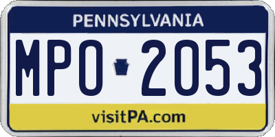 PA license plate MPO2053