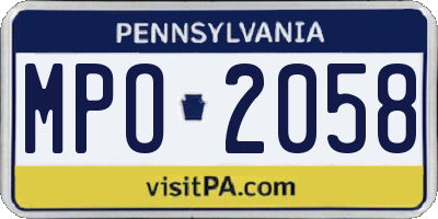 PA license plate MPO2058