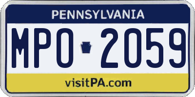 PA license plate MPO2059