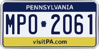 PA license plate MPO2061