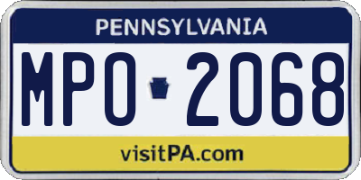 PA license plate MPO2068