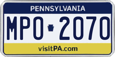 PA license plate MPO2070