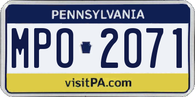 PA license plate MPO2071