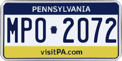PA license plate MPO2072