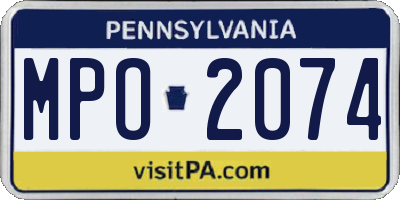 PA license plate MPO2074