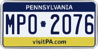 PA license plate MPO2076
