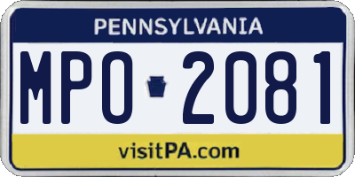 PA license plate MPO2081