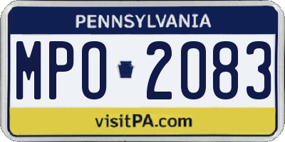 PA license plate MPO2083