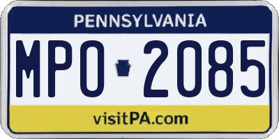 PA license plate MPO2085