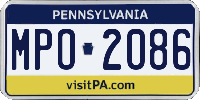 PA license plate MPO2086