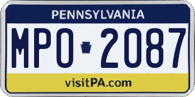PA license plate MPO2087