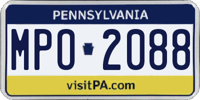 PA license plate MPO2088