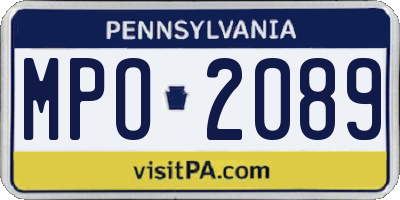 PA license plate MPO2089