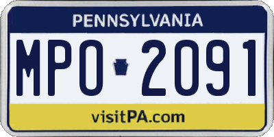PA license plate MPO2091