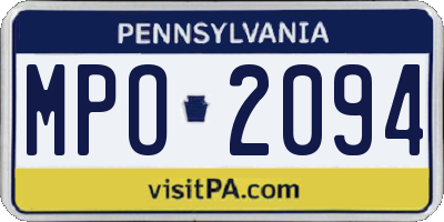 PA license plate MPO2094