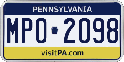 PA license plate MPO2098