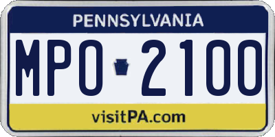 PA license plate MPO2100