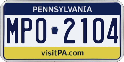 PA license plate MPO2104