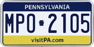 PA license plate MPO2105
