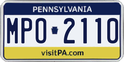 PA license plate MPO2110