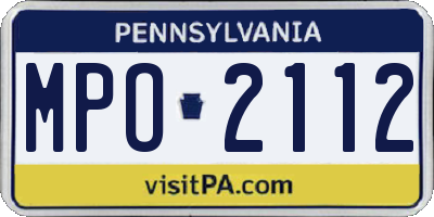 PA license plate MPO2112