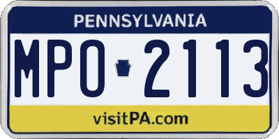 PA license plate MPO2113