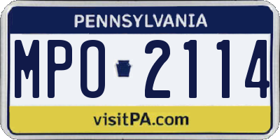 PA license plate MPO2114