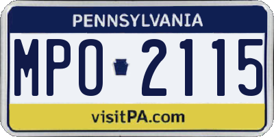 PA license plate MPO2115