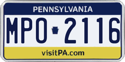 PA license plate MPO2116