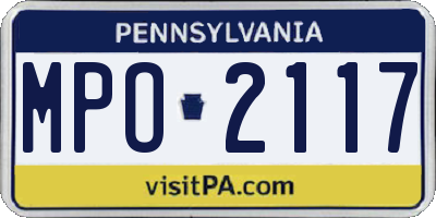 PA license plate MPO2117