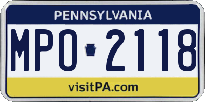 PA license plate MPO2118