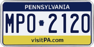PA license plate MPO2120