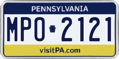 PA license plate MPO2121