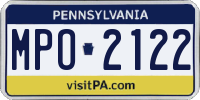 PA license plate MPO2122