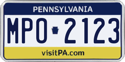 PA license plate MPO2123