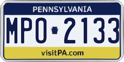 PA license plate MPO2133