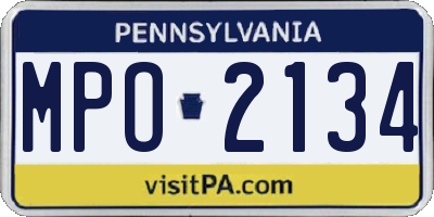 PA license plate MPO2134