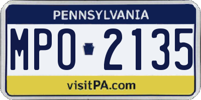 PA license plate MPO2135
