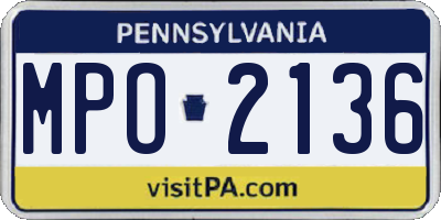 PA license plate MPO2136