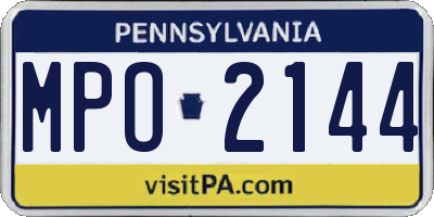 PA license plate MPO2144
